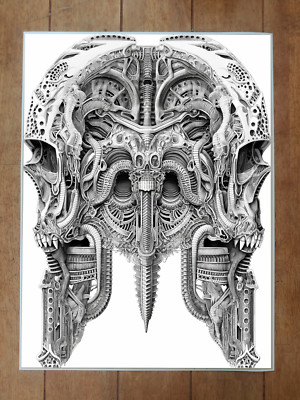Skull HR Giger Style Poster 18x24in | eBay
