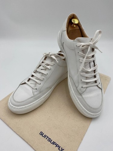 Herren Suitsupply Weiß Sneaker Gemasert Kalbsleder Größe EU45 UK11 US12 - Bild 2 von 15