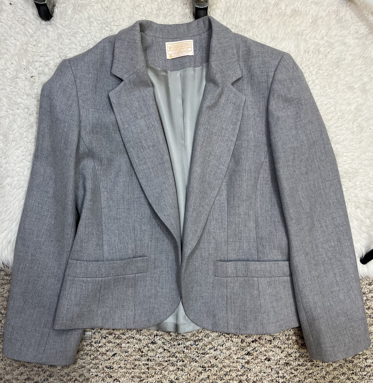 Pendleton Virgin Wool Light Gray Blazer Womens Si… - image 23