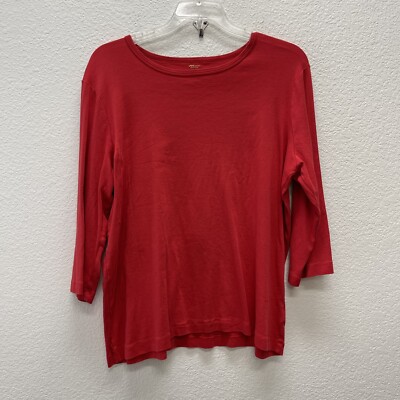 Anne Klein AK Sport Women's Plus 3X Casual Red T-Shirt 3/4