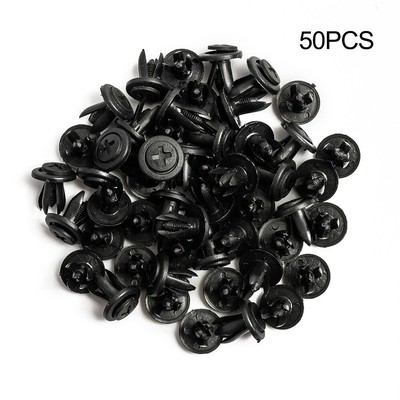 50pcs/ Kits Car Body 6mm Hole Dia Rivets Fastener Fender Bumper Push Pin Clips