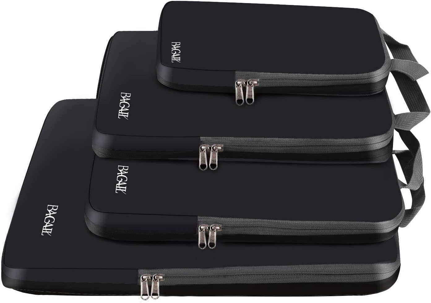 Compression Packing Cubes 4 Set Black Travel Organizers Expandable
