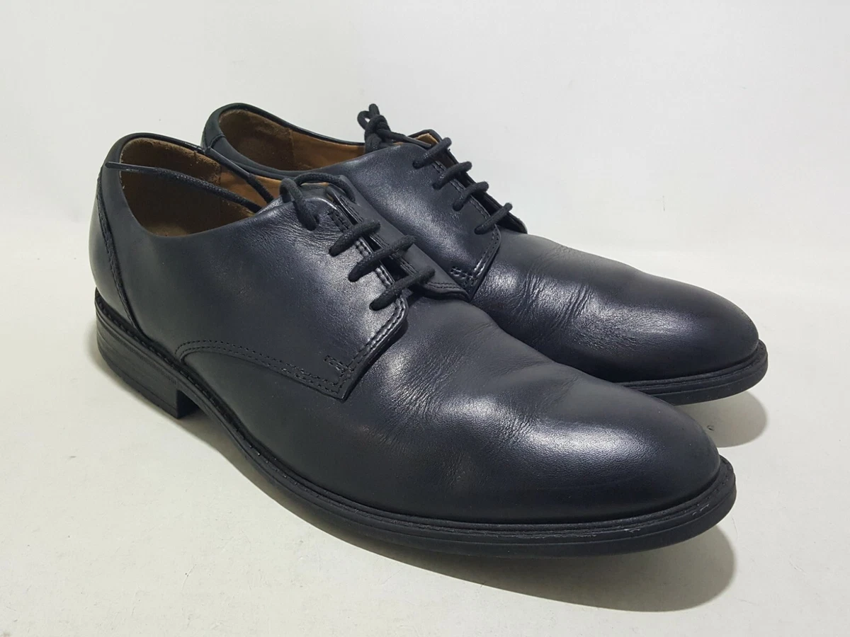 CLARKS TRUXTON PLAIN BLACK LEATHER LACE WATERPROOF Men 9