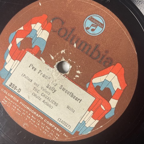 10" 78 RPM-Cavaliers-I've Found My Sweetheart Sally/Oh How I Miss You Tonight - Picture 3 of 4