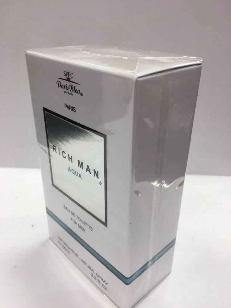 RICH MAN AQUA BY PARIS BLEU 3.3OZ EAU DE TOILETTE SPRAY FOR MEN NIB SEALED  RARE