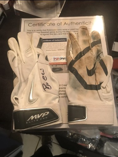 Guantes de Bateo Nike Robinson Cano Juego Usados de los Yankees de Nueva York Firmados Certificado de Autenticidad PSA/DNA - Imagen 3 de 4