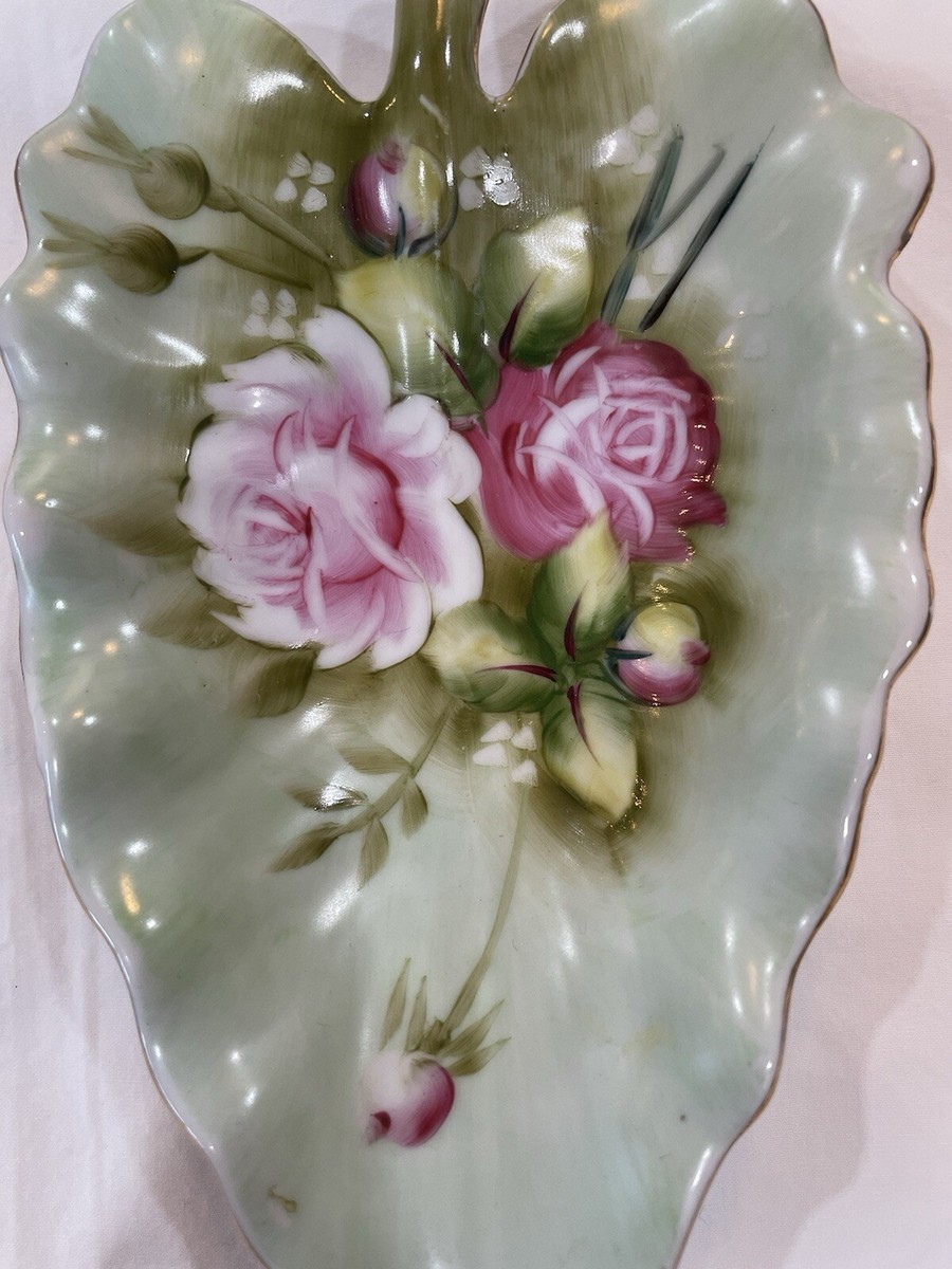 Lefton China - Heritage Leaf - Pink Rose - Hand Painted - Leaf