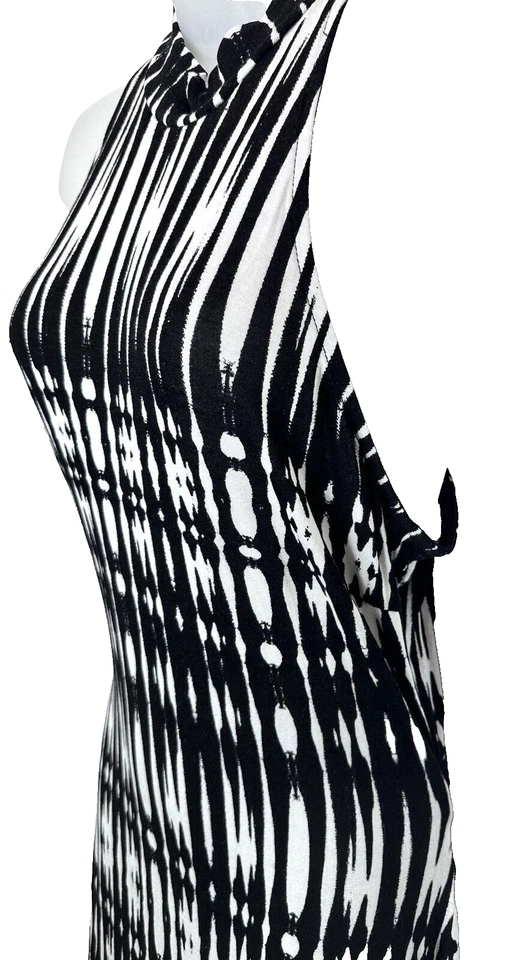 Venus Women's High Neck Sleeveless Halter Maxi Dress Back Cutout Black White M - Image 2 of 4