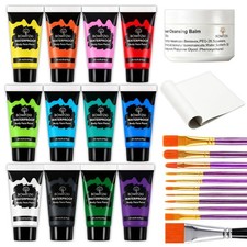 12 Color Face Paint Set Waterproof  Smudge Proof, Sweatproof Cream Body Face...