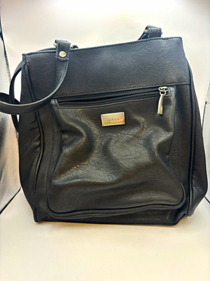 GUESS Black Shoulder Tote Bag Purse Silver Hardware Y2K Large Shopper