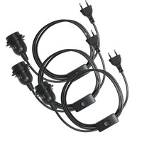3X E27 Lampenfassung Mit Schalter 3,5M Stecker Stromkabel Fassung Kabel Schwarz