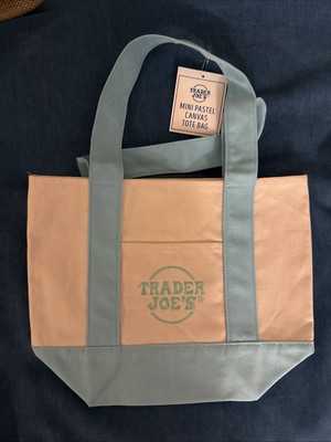 NEW Pastel Blue Trader Joe's MINI Canvas Tote Bag 2025 Easter Basket Lunch bag
