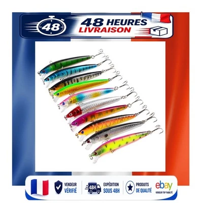 Lot de 10 leurres de pêche Crankbaits pour truite - Appâts durs - Photo 1/4