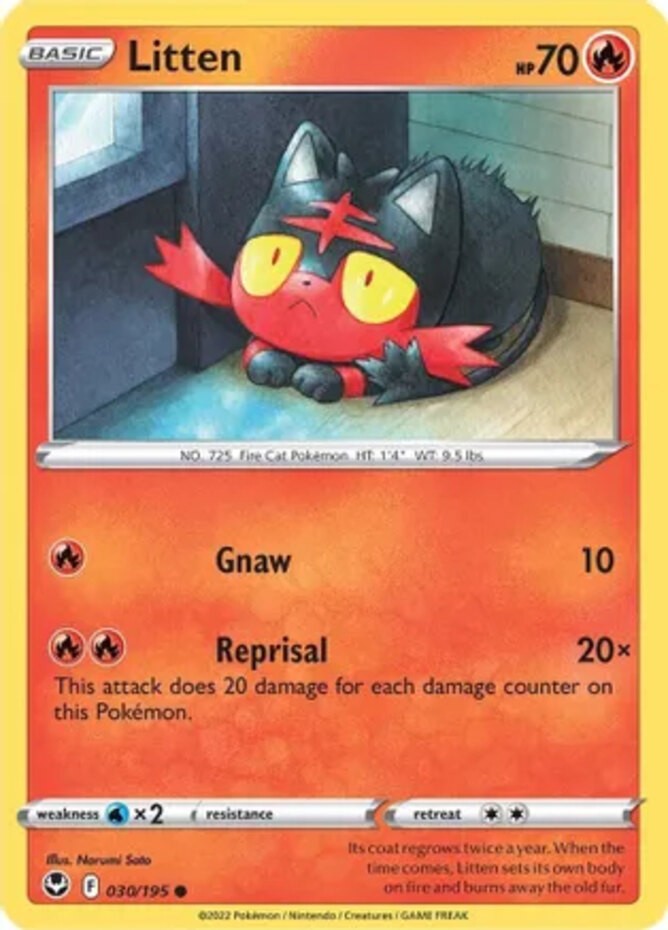 Litten - 030/195 - Common (Near Mint) Silver Tempest - Fire Pokémon