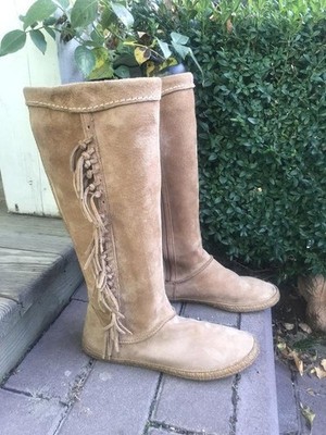 Women UGG Boots Beige Suede 37.5 #O085