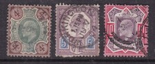 GREAT BRITAIN ^^^x3  RARER   used ED  VII CLASSICS $127.00@dco1465gb75