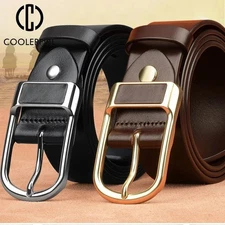 black Luxury  Genuine Leather Belt Men Women Buckle Belt Waist Strap 120cm new