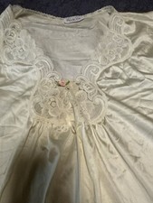 Vintage Vanity Fair Satin Nightgown USA Lace Trim Button Front 70s Cottagecore