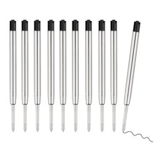 10Pc Ballpoint Pen Refills Black Ink 1mm Medium Tip Parker Style
