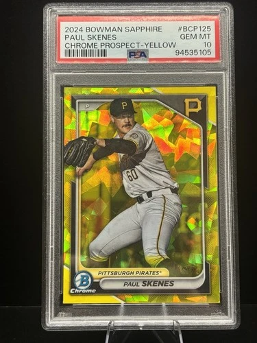 2024 Bowman Sapphire Chrome Prospects Paul Skenes Yellow /75 PSA 10 Pirates