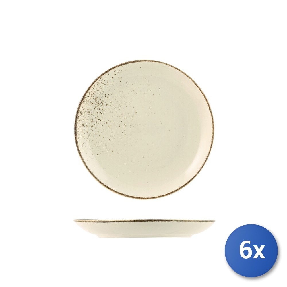 6X H&H Reactive Stoneware Fruit Plates, Ø 20.5 Cm, Ivory