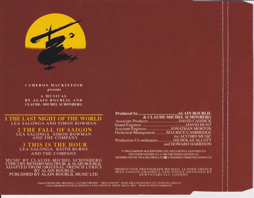 Lea Salonga and Simon Bowman - The Last Night Of The World (1990) NM - Picture 4 of 7