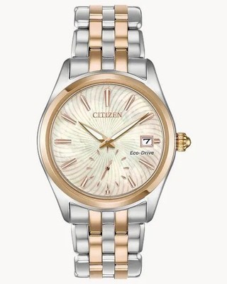 Citizen Corso Light Champagne MOP Dial Two-Tone Ladies 36MM Watch EV1036-51Y