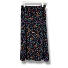 Sag Harbor Vintage 90s Black Floral Low Rise Whimsigoth Midi Maxi Long Skirt M P