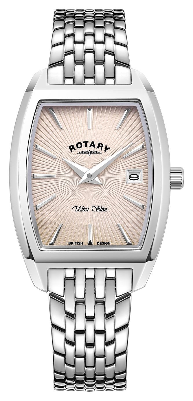 Rotary Ultra Slim Quartz (25mm) Pink Dial / Stainless Steel Bracelet LB08015/90