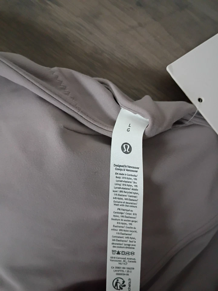 Lululemon Nulu High-Neck Mesh-Hem Tank size L MUGR Mauve Gray NWT! - Image 4 of 4