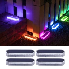 Solar Dock Driveway Lights Outdoor, RGB Color Changing Solar Powered Waterpro...