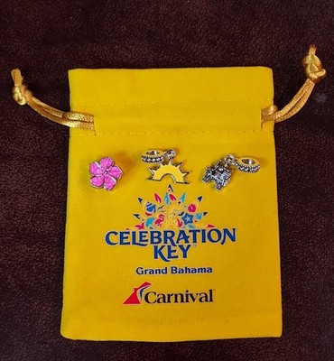 Carnival Cruise Line Celebration Key Grand Bahama Three piece Charm Set w/Bag