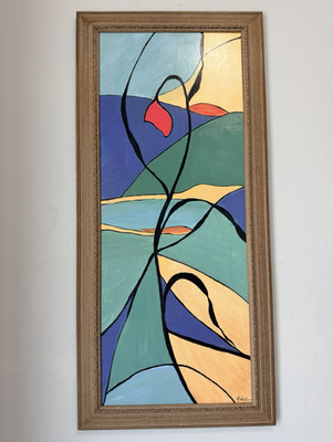 Midge Signed Framed Large Abstract Landscape Painting Art Single Piece