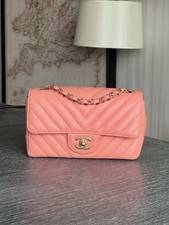 CHANEL Rectangular Mini Flap – Chevron Quilted Pink Lambskin – Gold Hardware
