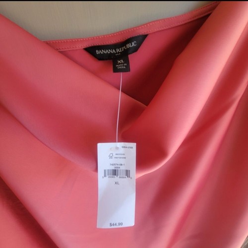 NWT Banana Republic Satin Stretch Cowl Neck Cami Tank Camisole Coral Pink | XL - Picture 4 of 7