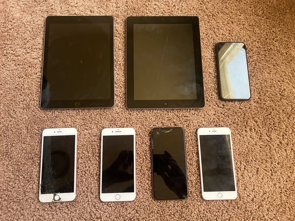 Lot of 7 Apple iPhones and iPads Power On Not Fully Tested For Parts Only - Image 2 of 2