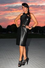 Tom Ford Gucci Cross-Neck Black Lambskin Leather Dress IT 38 US 2 Fits US 4