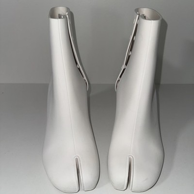 Maison Margiela Tabi Rubber Heel Boots Shoes Women Size 39 7.5 us White Genuine