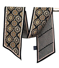 6"x59"Brown Paisley Print 30%Silk70%Cashmere Thin 2Layers Long Scarf 16x150cm6-1