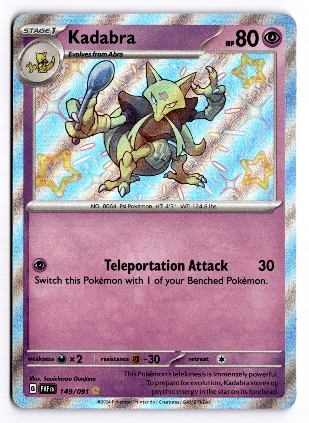 Kadabra 149/091 Shiny Rare Paldean Fates Pokemon Holo Near Mint