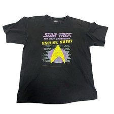 Vintage Star Trek Excuse Shirt Single Stitch Black Graphic Print T-Shirt- XL