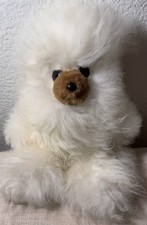 16 Inch Alpaca White Plush Teddy Bear Brown Face Black Eyes B1