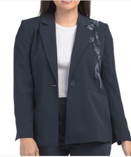 Elie Tahari Sky Captain Navy Embellished Blazer sz 2 NWT 475