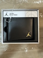 Men  s Viral Nike Jordan Jumpman Leather Ingot Bifold Wallet Black And Gold New