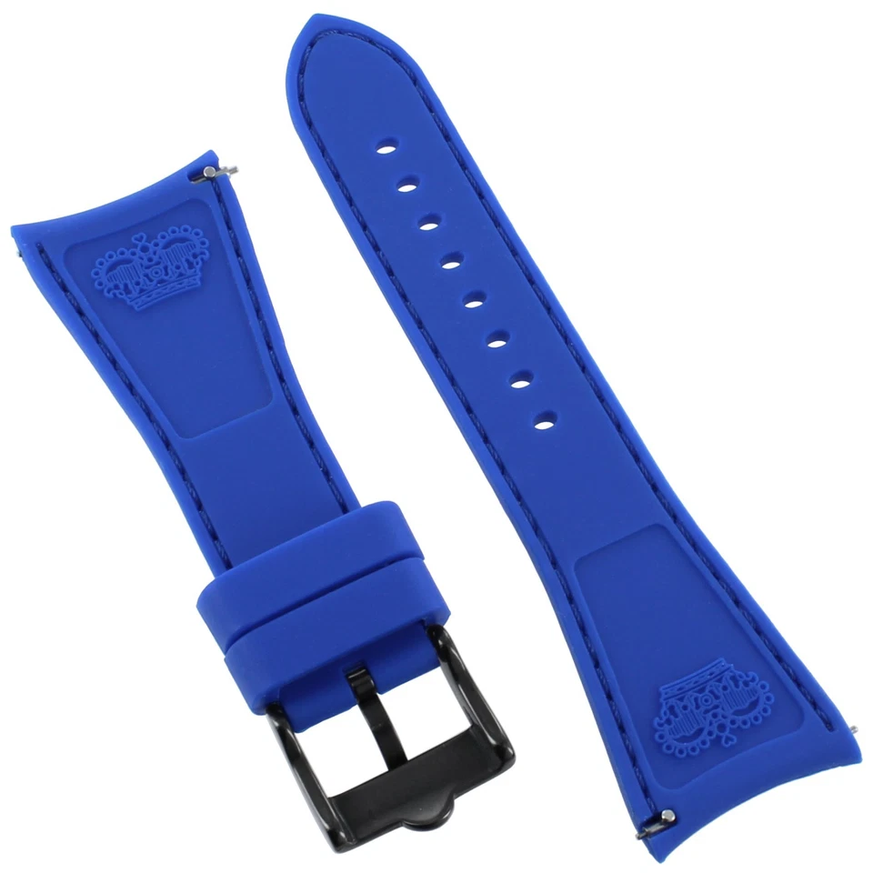 Pulseira de relógio Glam Rock de alta qualidade costurada azul silicone extremidade curva 26 mm - Imagem 4 de 4