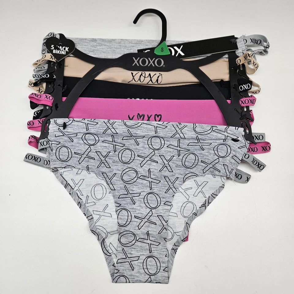 Paquete de 5 bikini XOXO para mujer S M L XL con correa lateral de microfibra gris beige negro rosa Foto 2 de 4