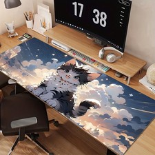 40 90cm Cute Kitten Starry Night Gaming Mouse Pad with Stitched Edges  Non-Slip