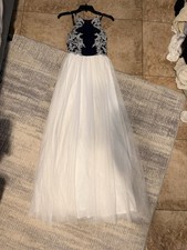 Blondie Nites by Stacy Ellen Girls Formal Dress Navy White Size 5