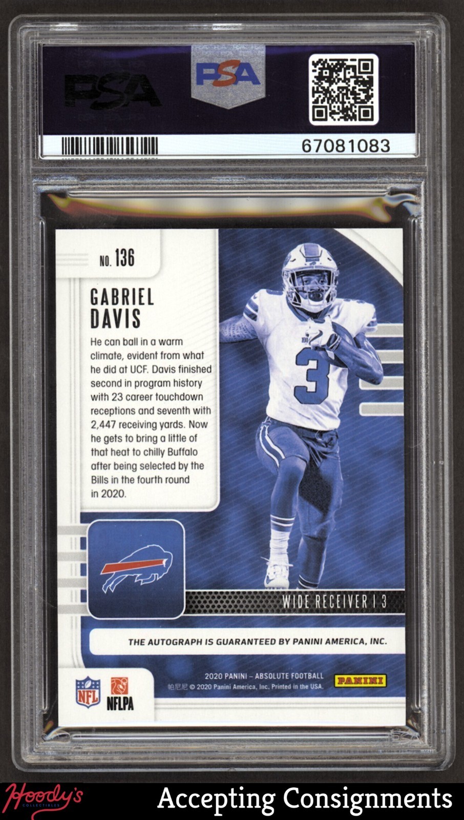 2020 Absolute Rookie Black Galaxy Gabriel Davis RC AUTO BILLS 1/1 PSA 9 view 2