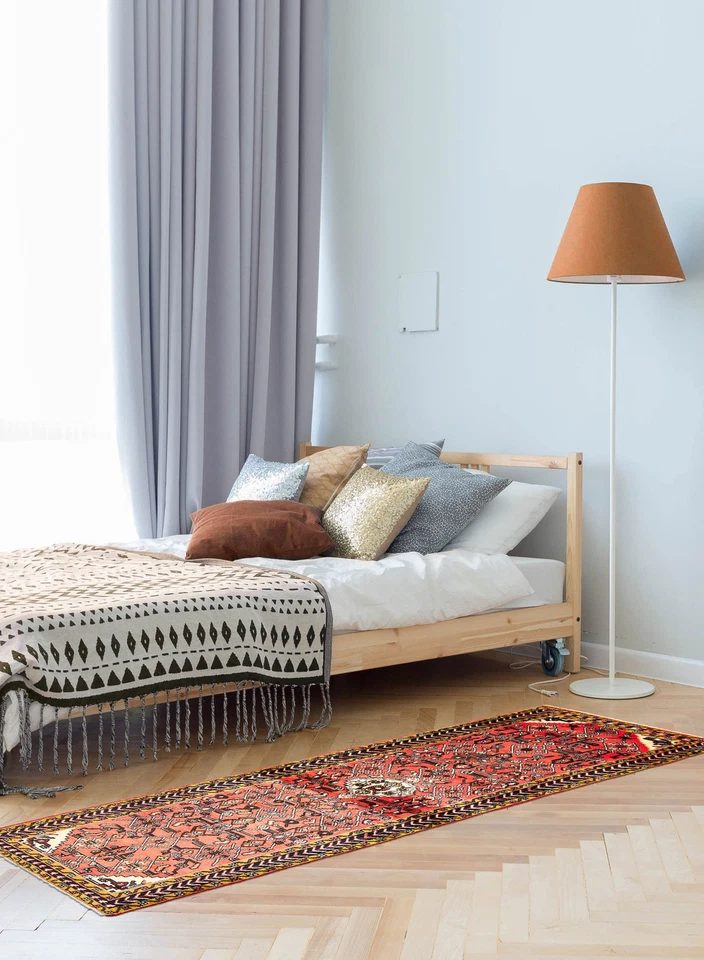 复古手工打结长条地毯 2 英尺 5 英寸 x 8 英尺 0 英寸传统东方羊毛地毯 — 第 2/4 张图片